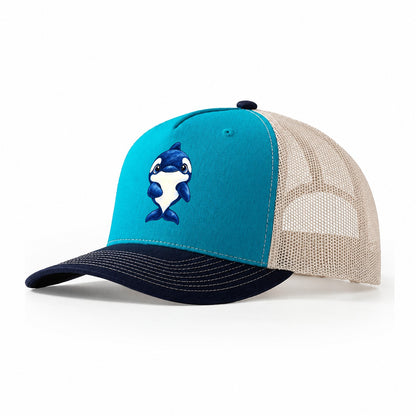 Orca Front Splash Sea Sprite Trucker Hat – Teal Navy