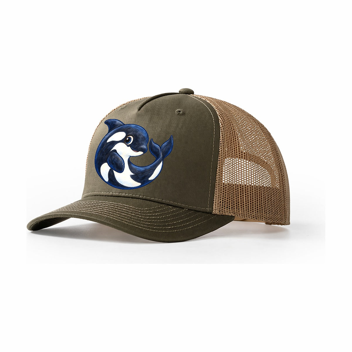 Orca Moon Curl Sea Sprite Trucker Hat – Olive Khaki