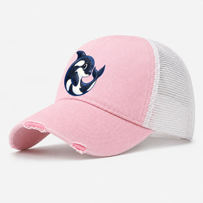 Orca Moon Curl Sea Sprite Washed Trucker Hat – Light Pink