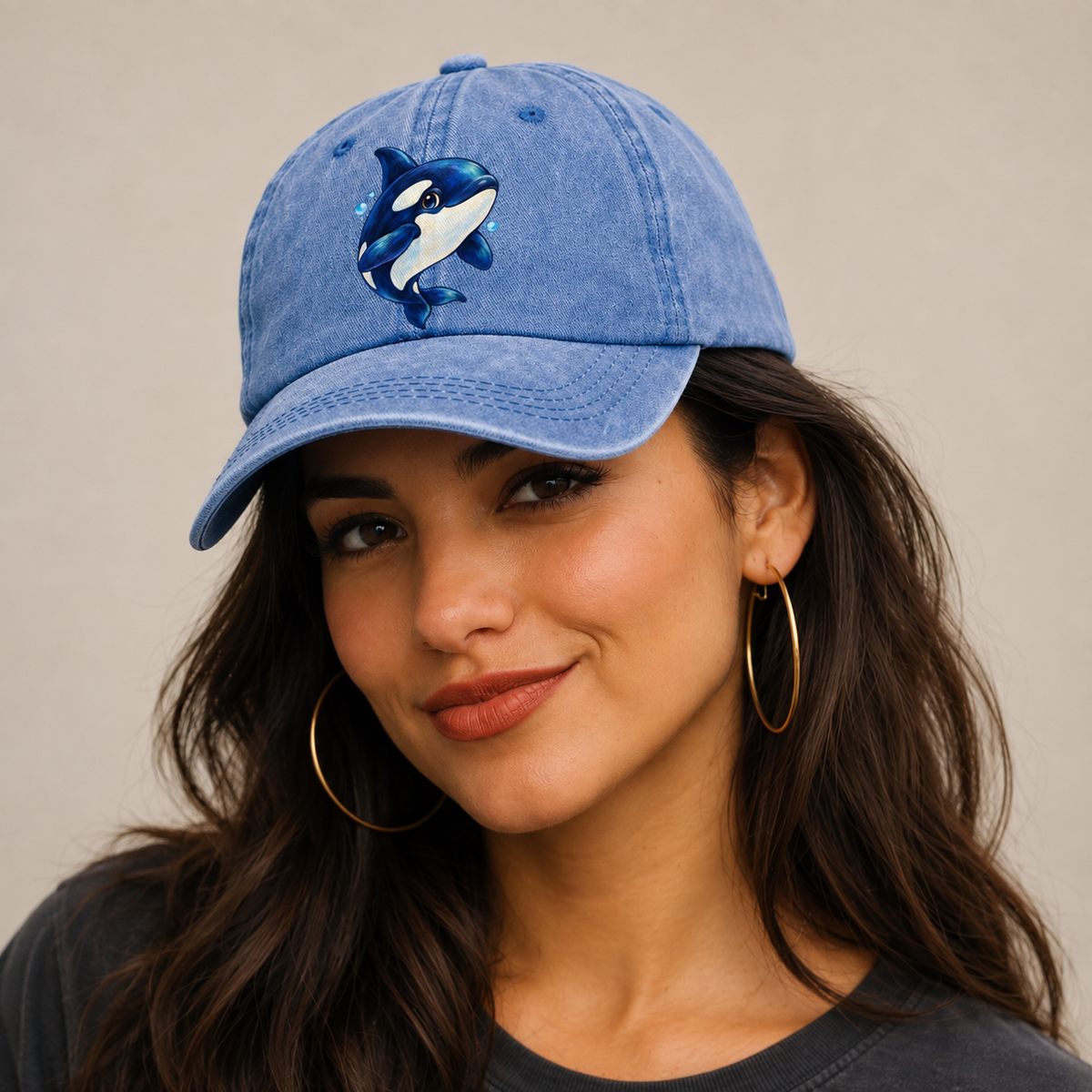 Orca Three Quarter Glide Sea Sprite Classic Cap — studio model wearing the hat