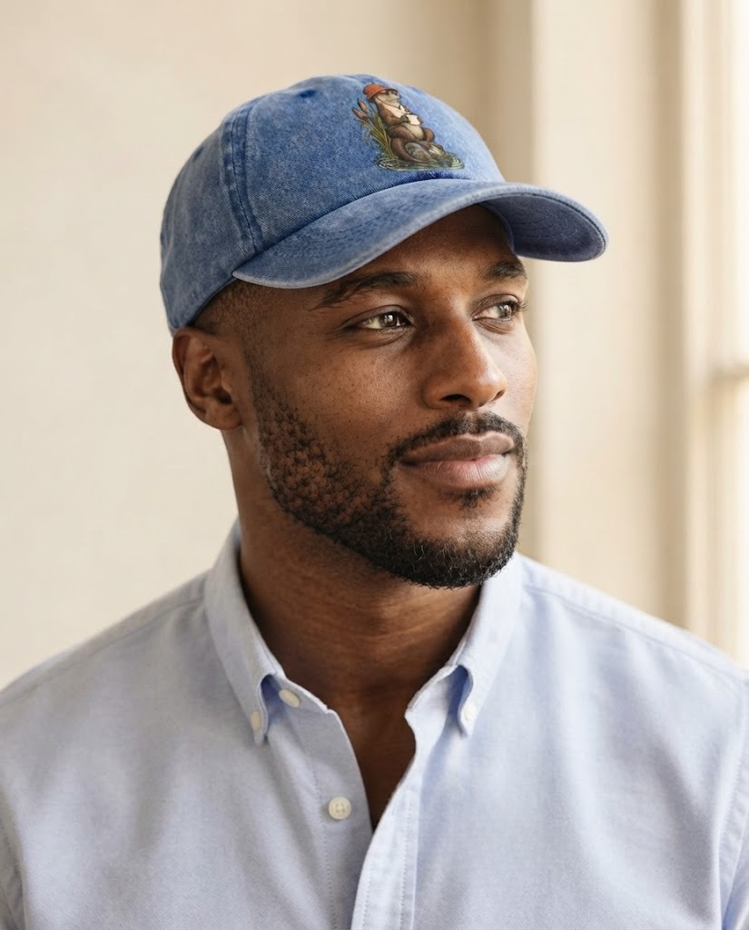 Model wearing the cap