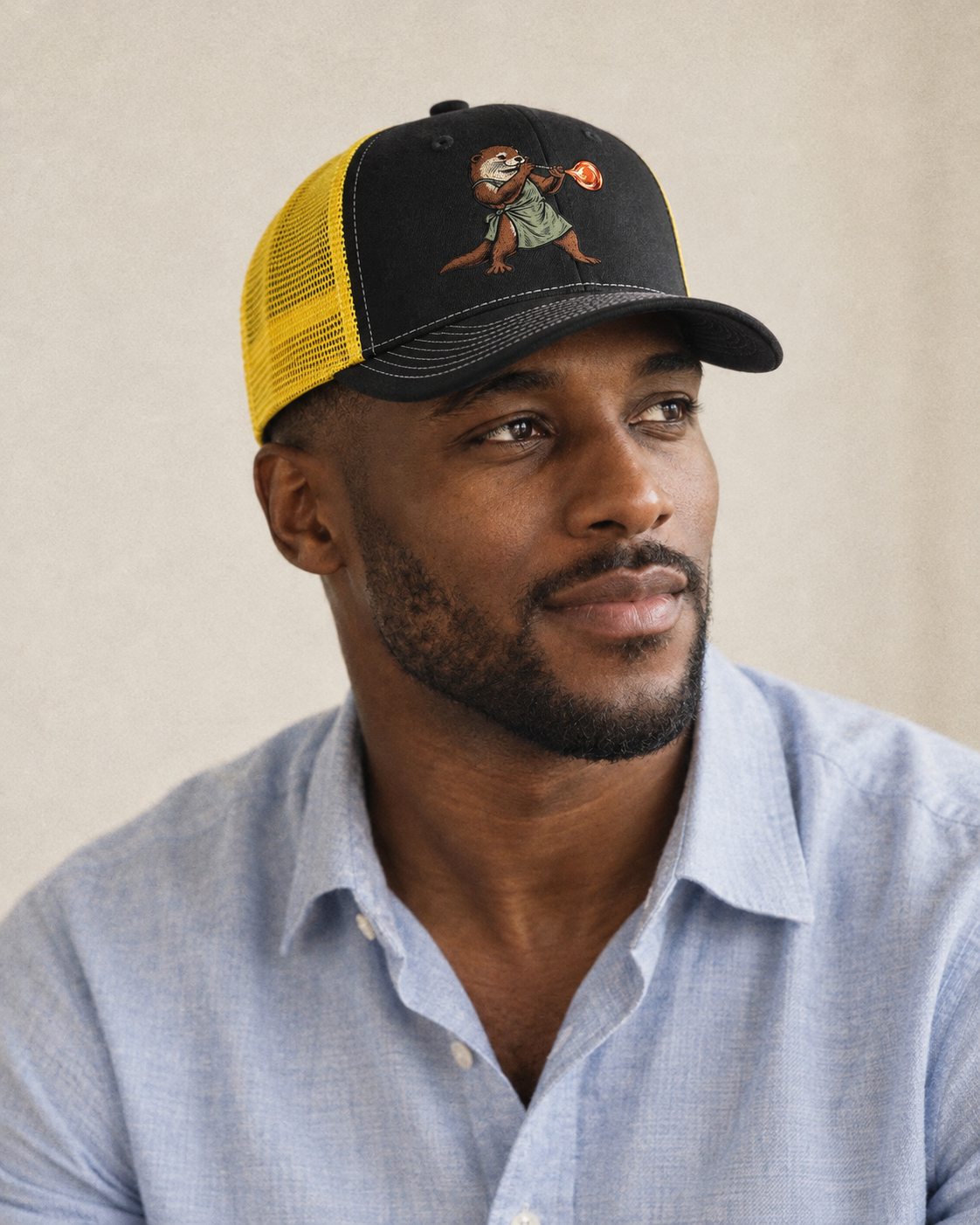 Model wearing the cap