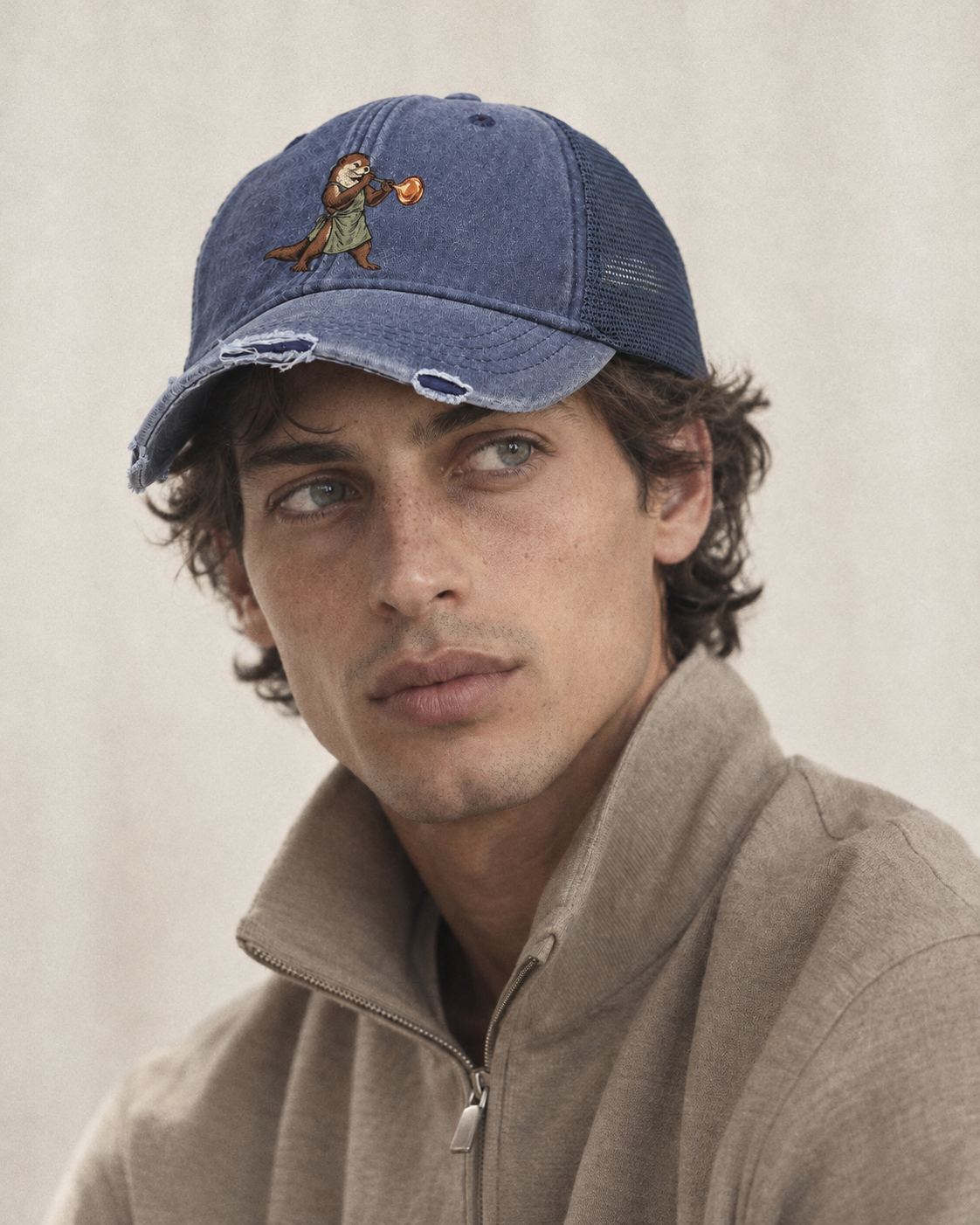 Model wearing the cap