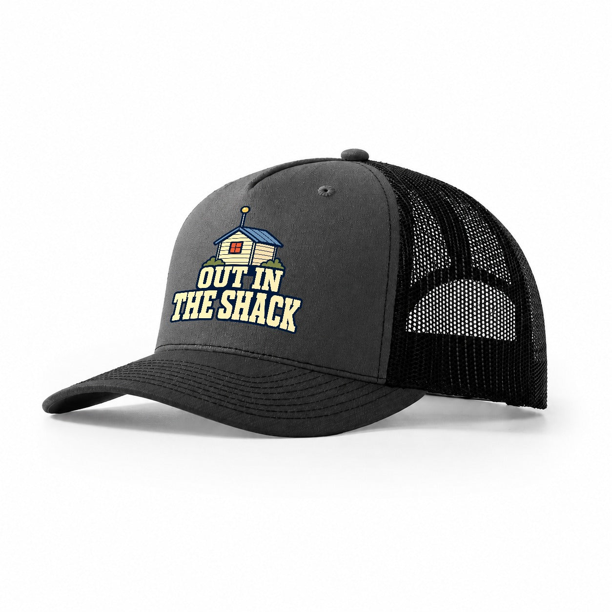 Out In The Shack Amateur Radio Trucker Hat – Dark Grey Black