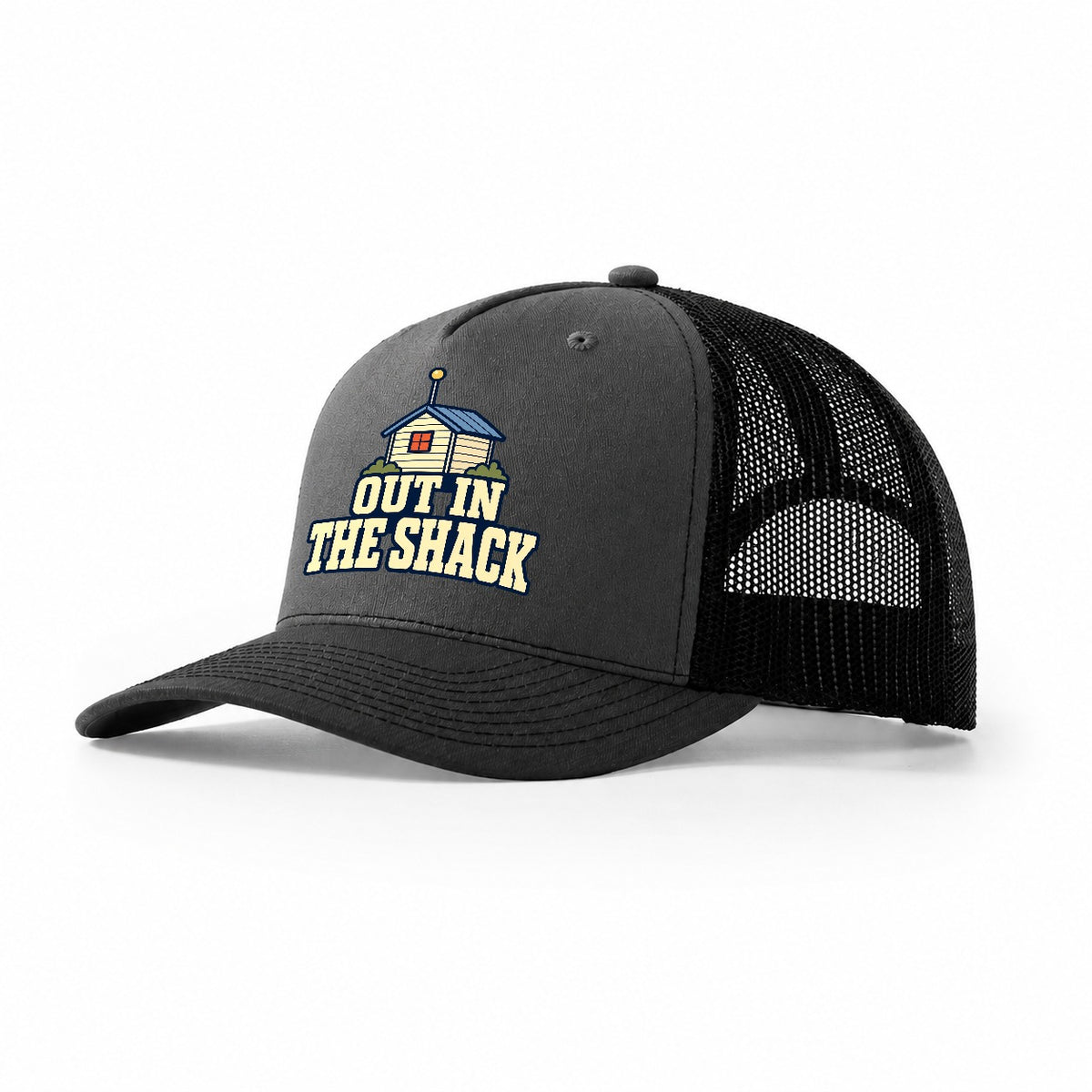 Out In The Shack Amateur Radio Trucker Hat – Dark Grey Black