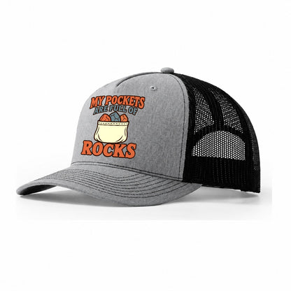 Overfilled Rock Pockets Rocks And Minerals Trucker Hat – Sport Grey Black