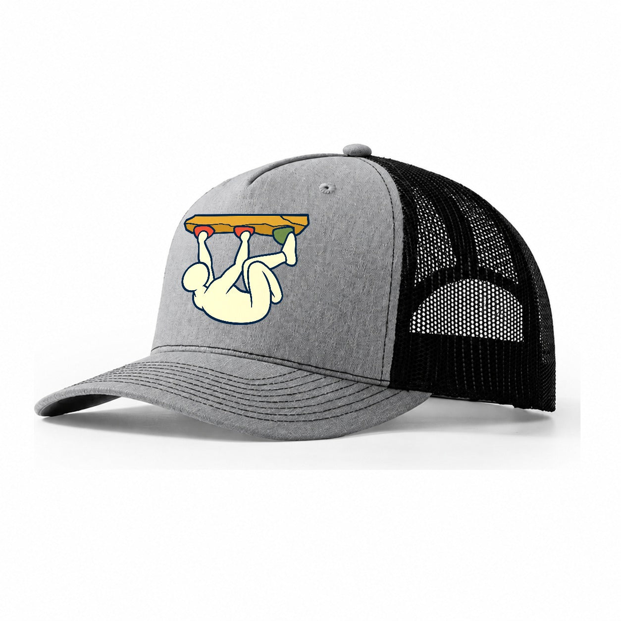 Overhang Body Position Rock Climbing Trucker Hat – Sport Grey Black
