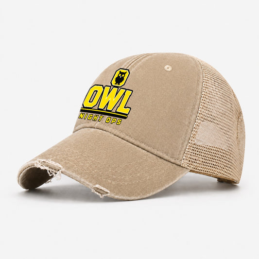 Owl Night Ops Heavy Duty Washed Trucker Hat – Khaki