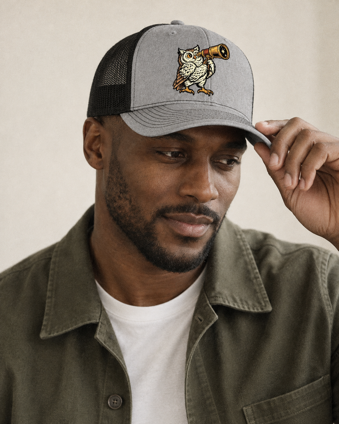 Model wearing the cap