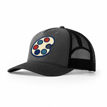 Painter Palette Tiny Solo Marks Trucker Hat – Dark Grey Black