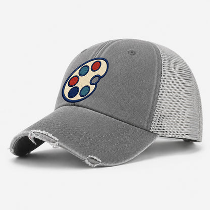 Painter Palette Tiny Solo Marks Washed Trucker Hat – Grey