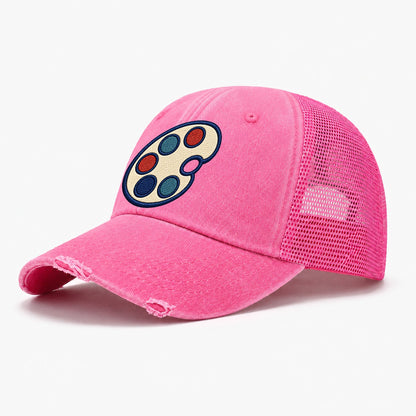 Painter Palette Tiny Solo Marks Washed Trucker Hat – Rose