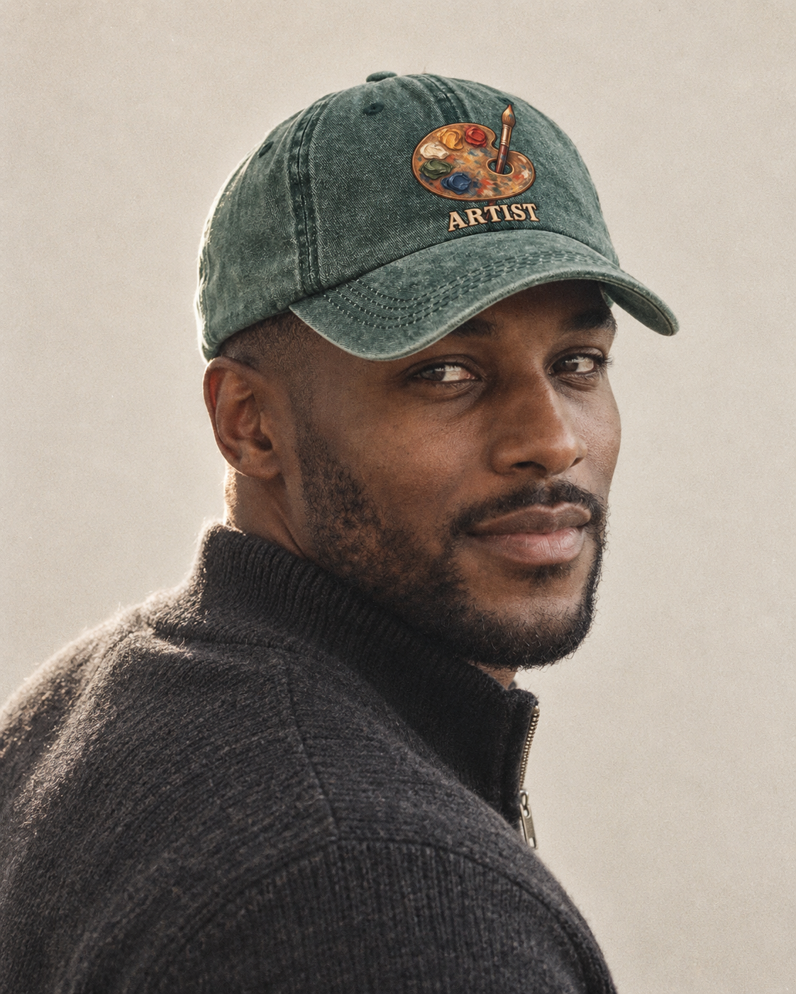 Model wearing the cap