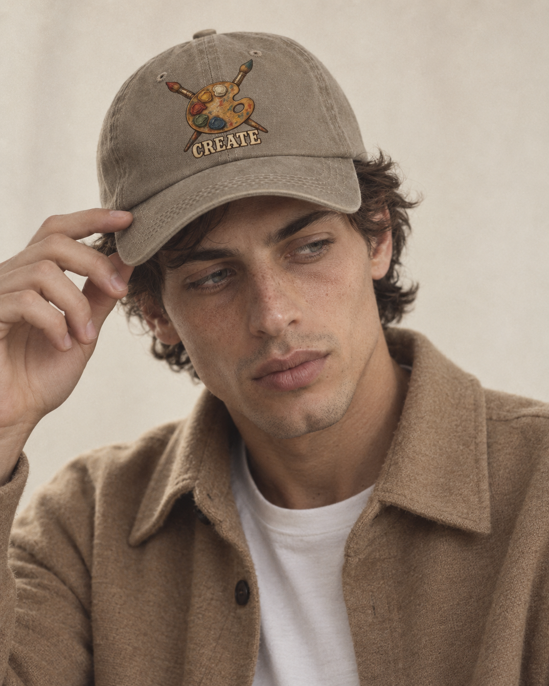 Model wearing the cap