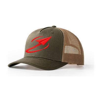 Paper Plane Open Orbit Micro Motion Mark Trucker Hat – Olive Khaki