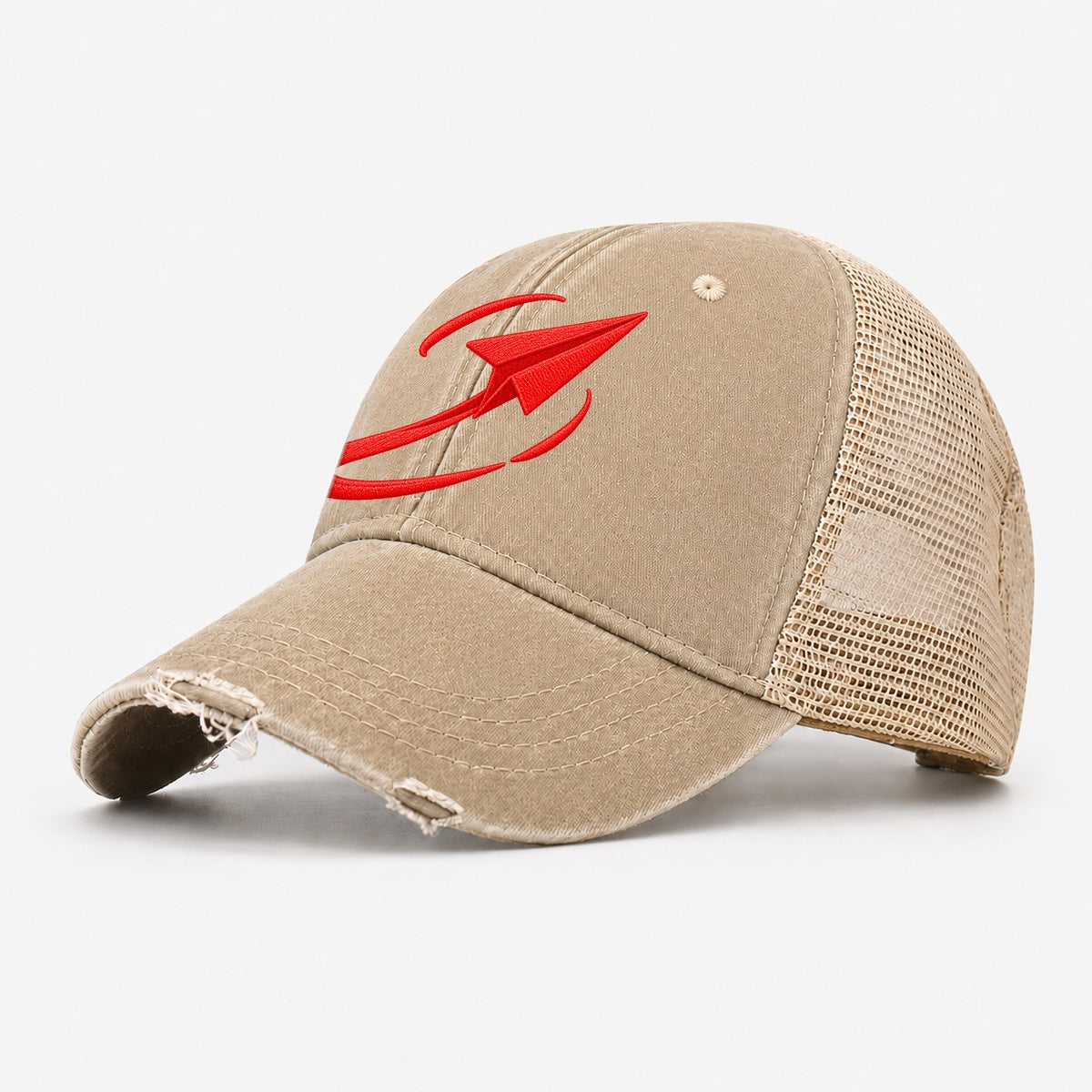 Paper Plane Open Orbit Micro Motion Mark Washed Trucker Hat – Khaki