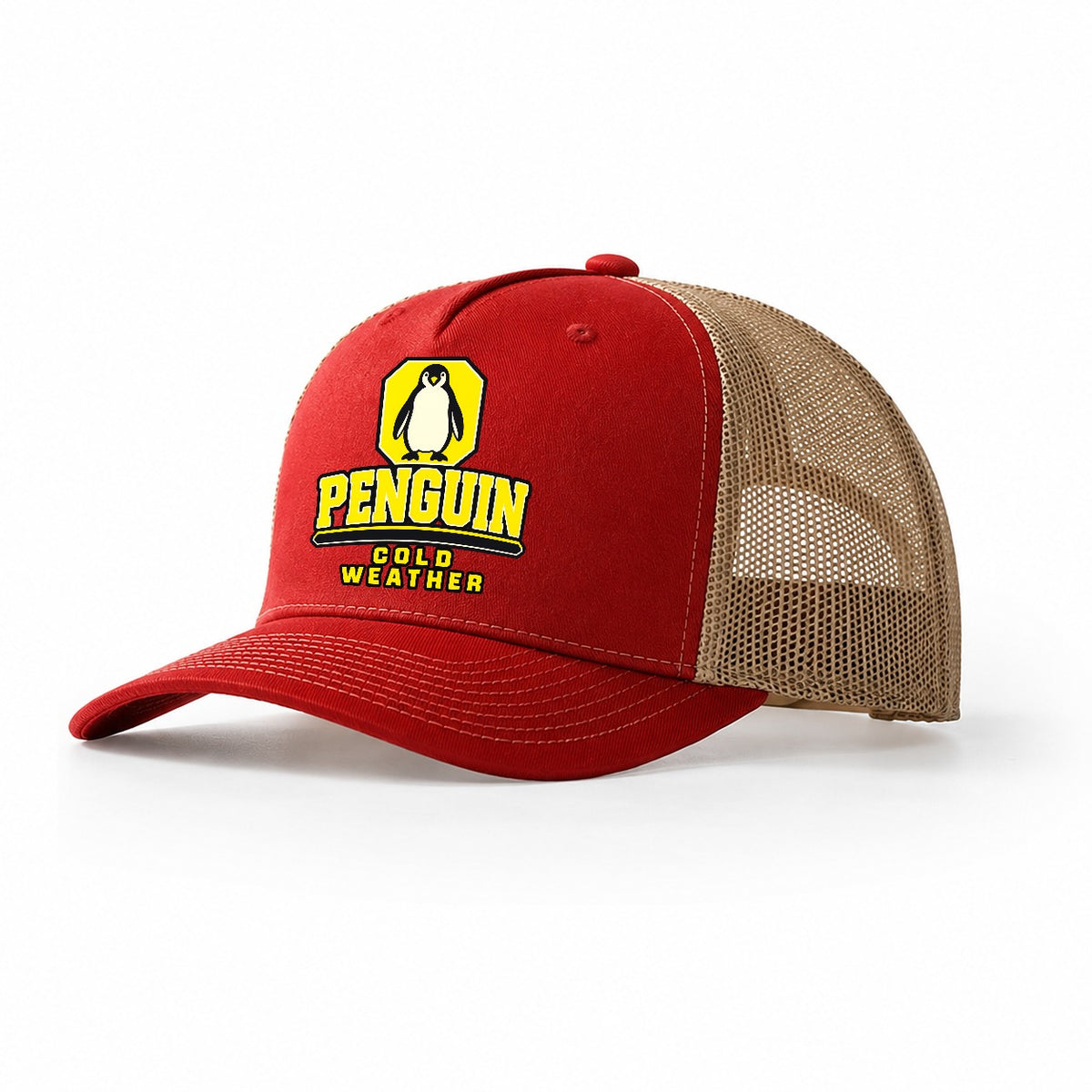 Penguin Cold Weather Heavy Duty Trucker Hat – Red Khaki