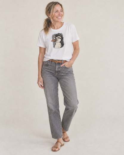 Penguin Expressive Portrait Wild Grin Gallery Classic T-shirt – studio model photo
