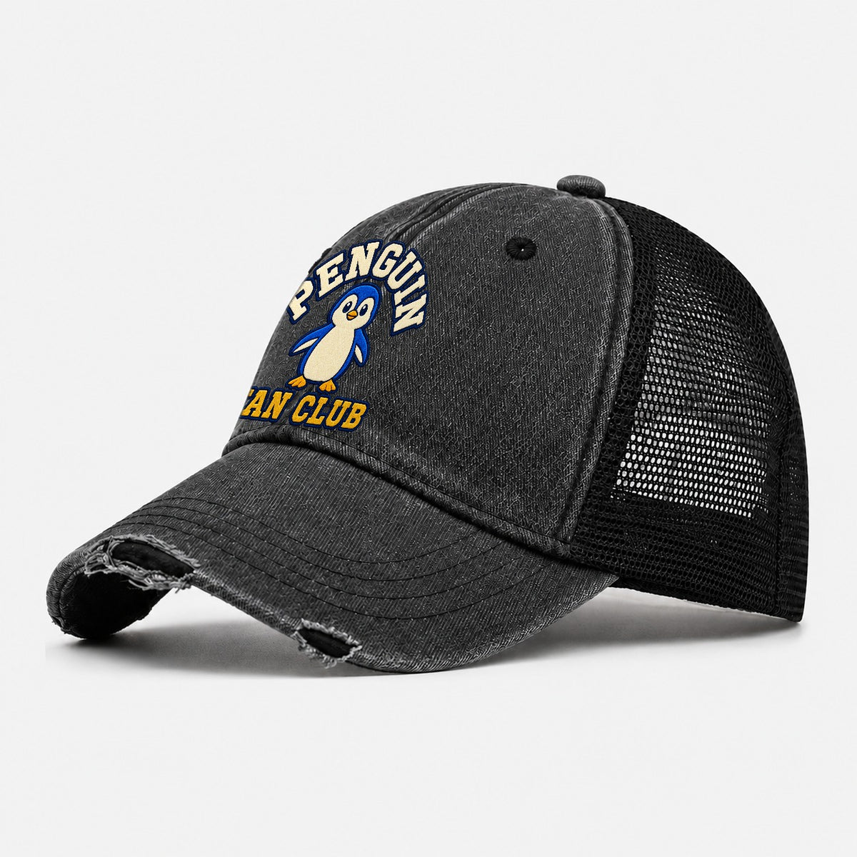 Penguin Fan Club Washed Trucker Hat – Black