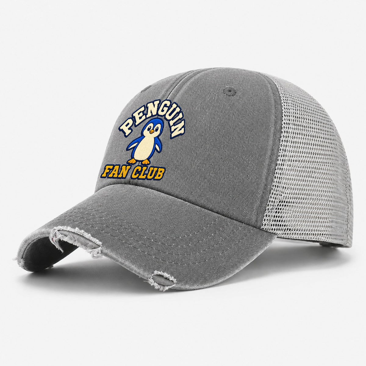 Penguin Fan Club Washed Trucker Hat – Grey