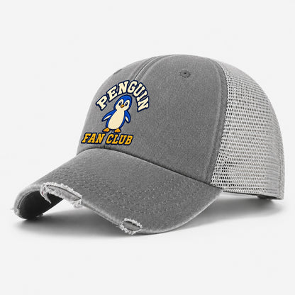 Penguin Fan Club Washed Trucker Hat – Grey