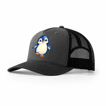 Penguin Front Waddle Sea Sprite Trucker Hat – Dark Grey Black
