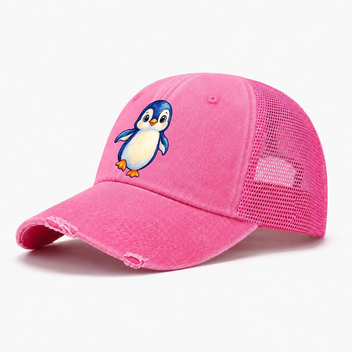 Penguin Front Waddle Sea Sprite Washed Trucker Hat – Rose