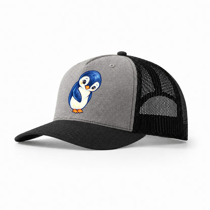 Penguin Little Bow Sea Sprite Trucker Hat – Grey Black