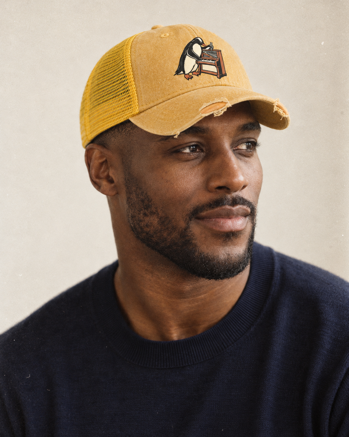 Model wearing the cap