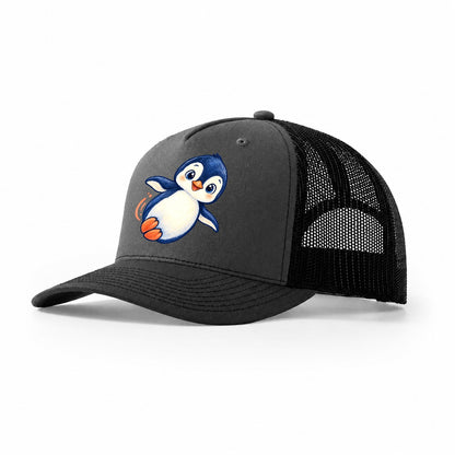 Penguin Side Slide Sea Sprite Trucker Hat – Dark Grey Black