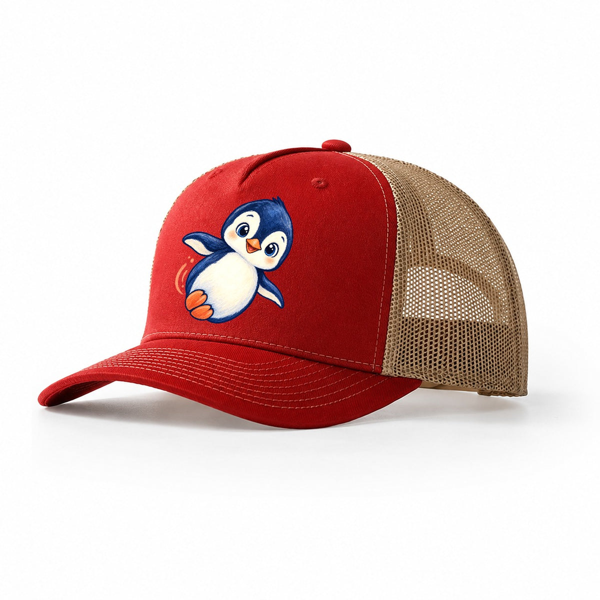 Penguin Side Slide Sea Sprite Trucker Hat – Red Khaki