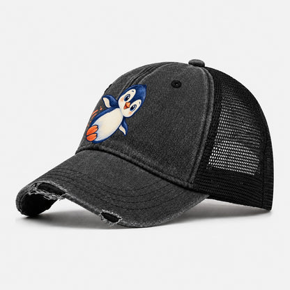 Penguin Side Slide Sea Sprite Washed Trucker Hat – Black