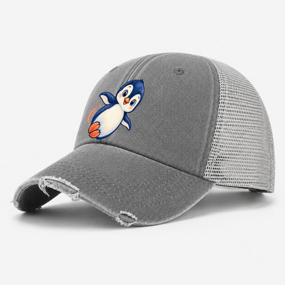 Penguin Side Slide Sea Sprite Washed Trucker Hat – Grey