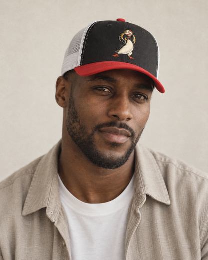 Model wearing the cap