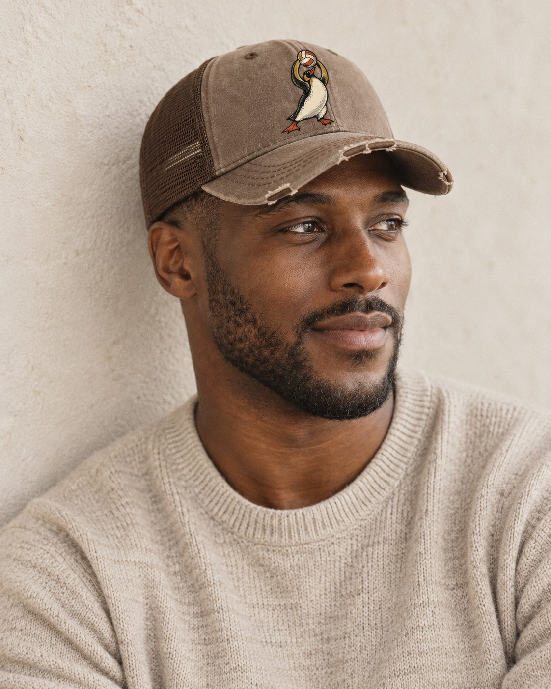 Model wearing the cap