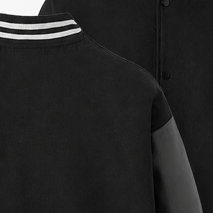 Persian Lion Arch Baseball Jacket – black fabric close-up