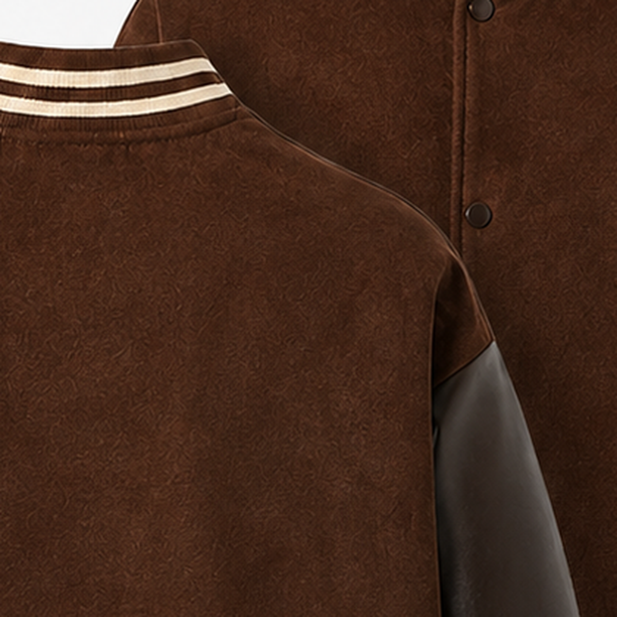 Persian Lion Arch Baseball Jacket – brown fabric close-up