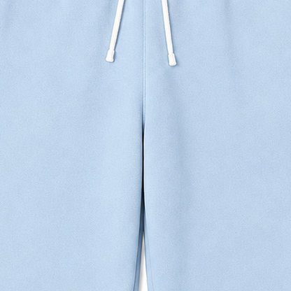 Persian Lion Arch Fleece Sweatpants – light-blue fabric close-up