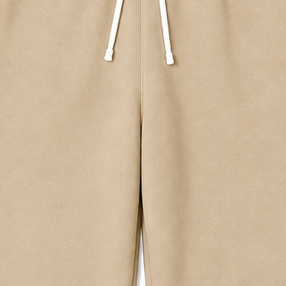 Persian Lion Arch Fleece Sweatpants – light-khaki fabric close-up