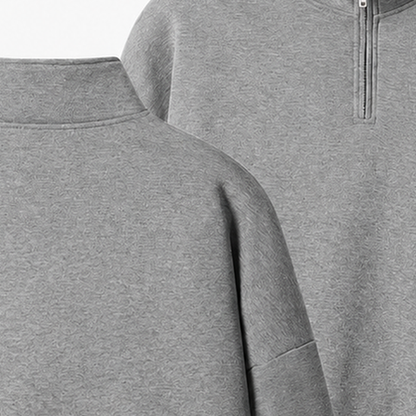 Persian Lion Arch Half-Zip Fleece Sweatshirt – dark-gray fabric close-up