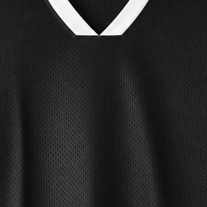 Persian Lion Arch Mesh Jersey – black fabric close-up