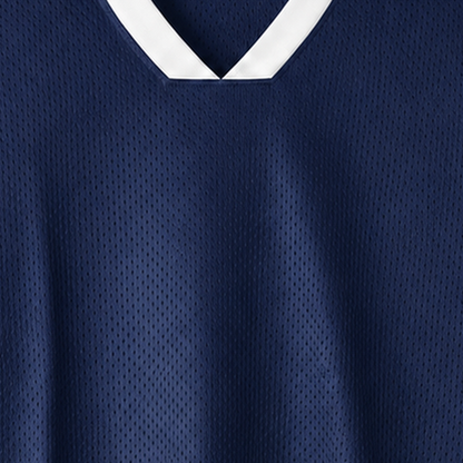 Persian Lion Arch Mesh Jersey – navy fabric close-up