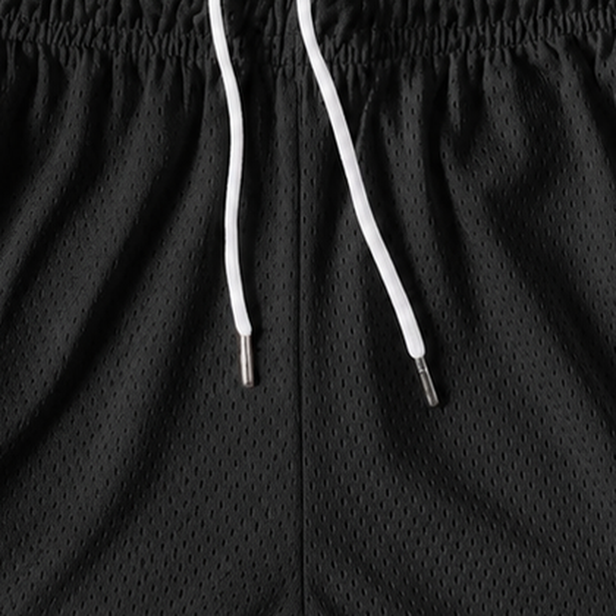 Persian Lion Arch Mesh Shorts – black fabric close-up
