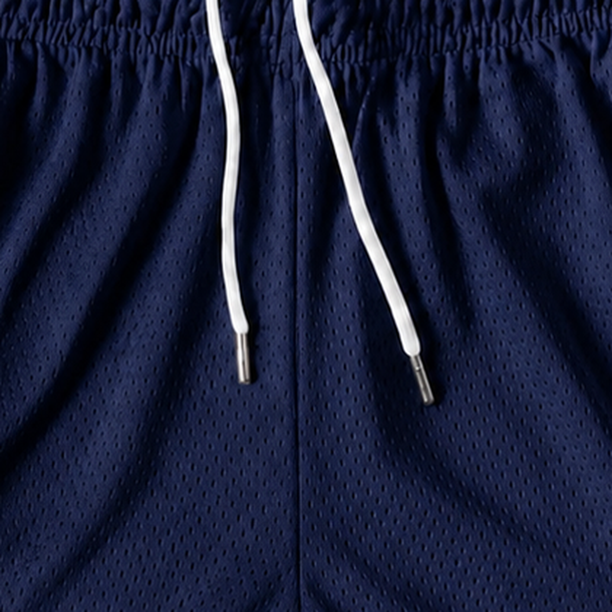 Persian Lion Arch Mesh Shorts – navy fabric close-up