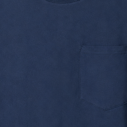Persian Lion Arch Pocket T-Shirt – navy fabric close-up