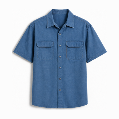 Persian Lion Arch Work Shirt – denim-blue front view