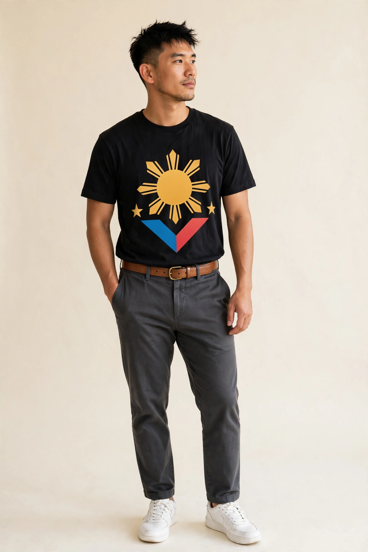 Philippines Flag Sun And Classic T-shirt – studio model photo