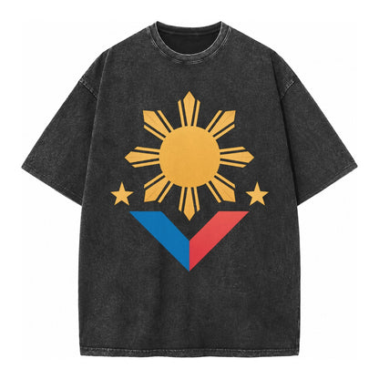 Philippines Flag Sun And Vintage T-shirt – Black