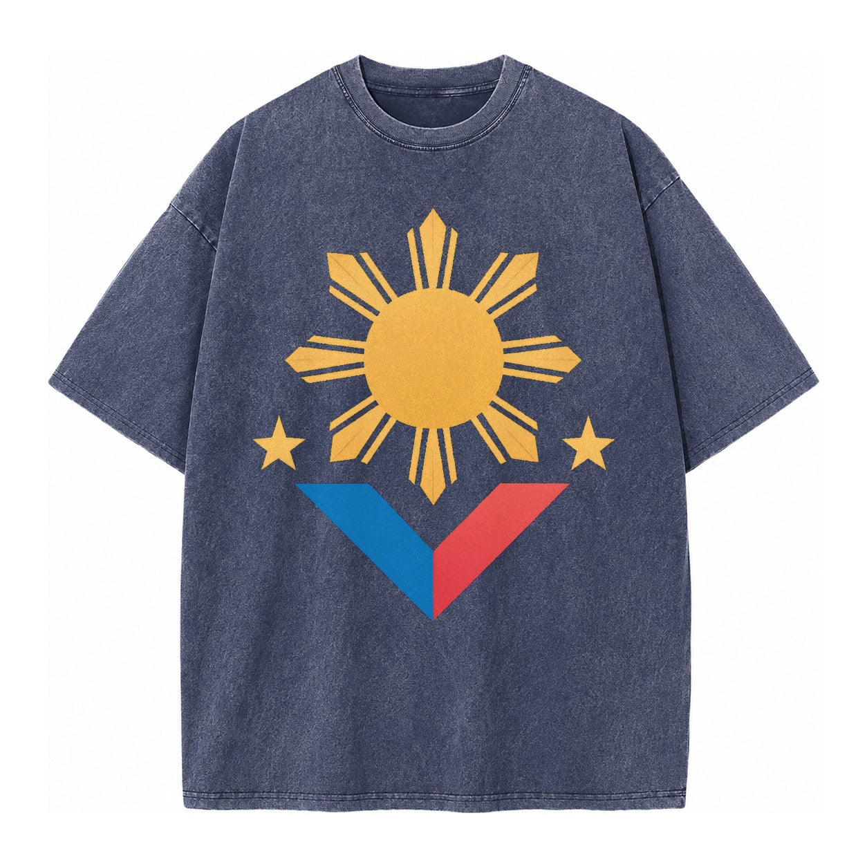 Philippines Flag Sun And Vintage T-shirt – Blue