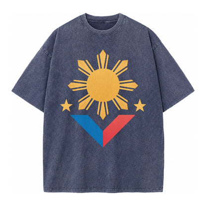 Philippines Flag Sun And Vintage T-shirt – Blue